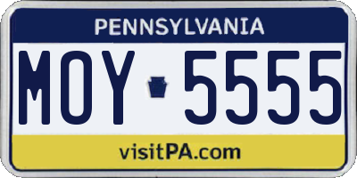 PA license plate MOY5555