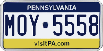 PA license plate MOY5558