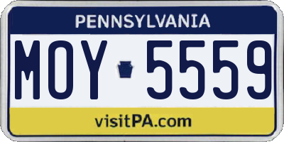 PA license plate MOY5559