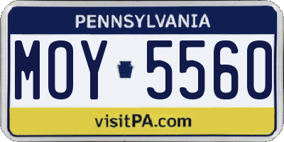 PA license plate MOY5560