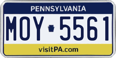 PA license plate MOY5561