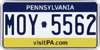 PA license plate MOY5562