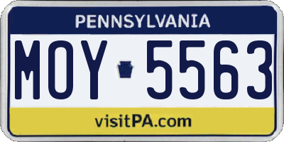 PA license plate MOY5563