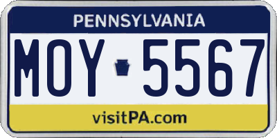 PA license plate MOY5567