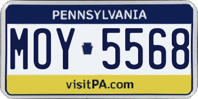 PA license plate MOY5568