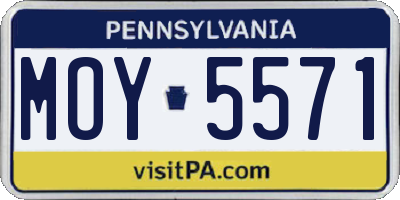 PA license plate MOY5571