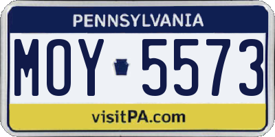 PA license plate MOY5573