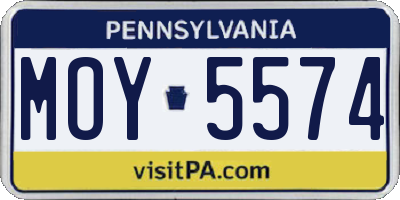 PA license plate MOY5574