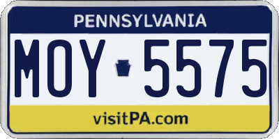 PA license plate MOY5575