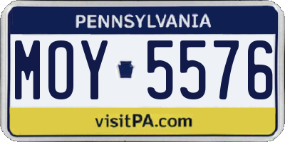 PA license plate MOY5576