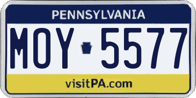 PA license plate MOY5577