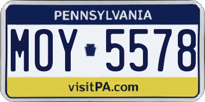 PA license plate MOY5578