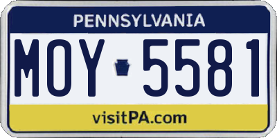 PA license plate MOY5581