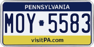 PA license plate MOY5583