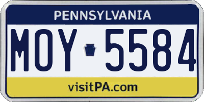 PA license plate MOY5584