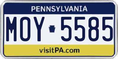 PA license plate MOY5585