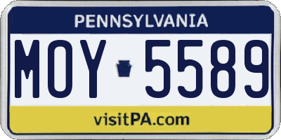 PA license plate MOY5589