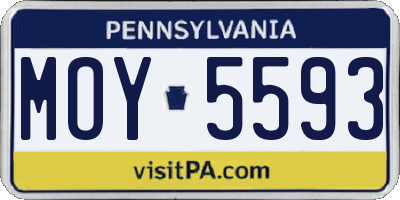 PA license plate MOY5593