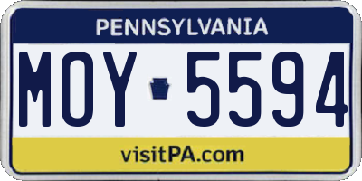 PA license plate MOY5594