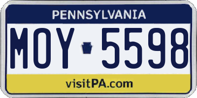 PA license plate MOY5598