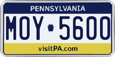PA license plate MOY5600