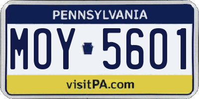 PA license plate MOY5601