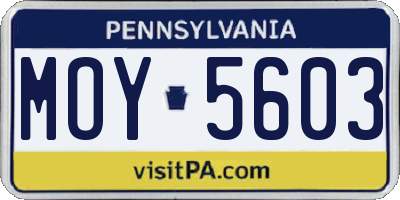 PA license plate MOY5603