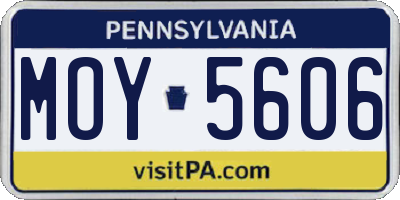 PA license plate MOY5606