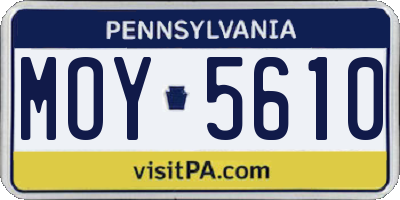 PA license plate MOY5610