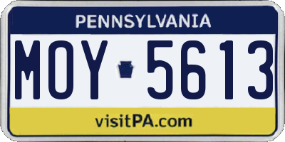 PA license plate MOY5613