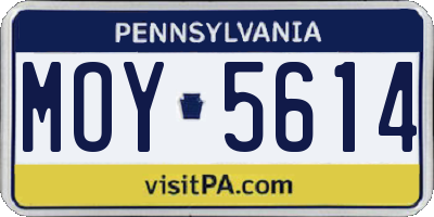 PA license plate MOY5614