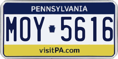 PA license plate MOY5616