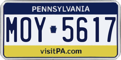 PA license plate MOY5617