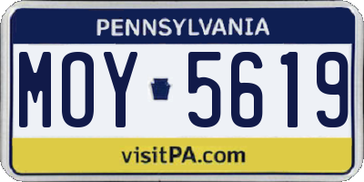 PA license plate MOY5619