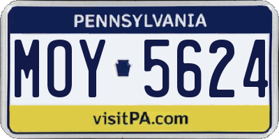 PA license plate MOY5624