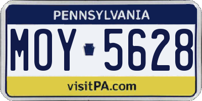 PA license plate MOY5628