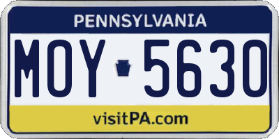 PA license plate MOY5630