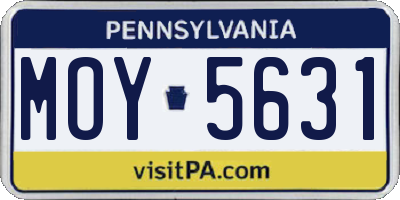 PA license plate MOY5631