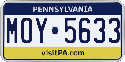 PA license plate MOY5633