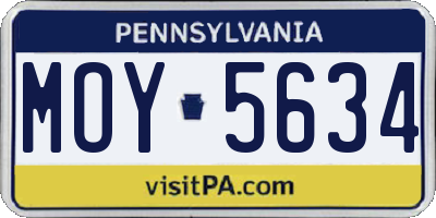PA license plate MOY5634