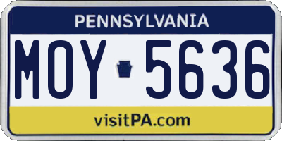 PA license plate MOY5636