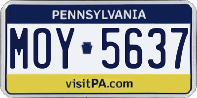 PA license plate MOY5637