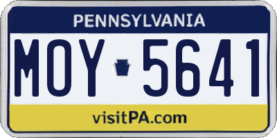 PA license plate MOY5641