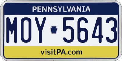 PA license plate MOY5643