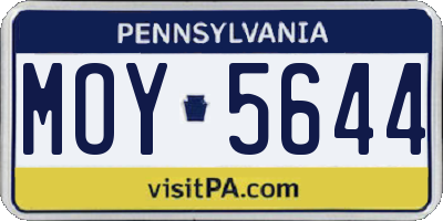 PA license plate MOY5644