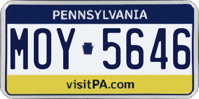 PA license plate MOY5646