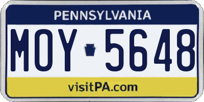 PA license plate MOY5648