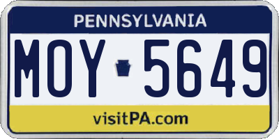 PA license plate MOY5649