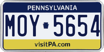 PA license plate MOY5654
