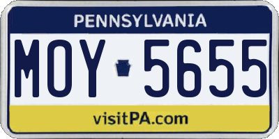 PA license plate MOY5655